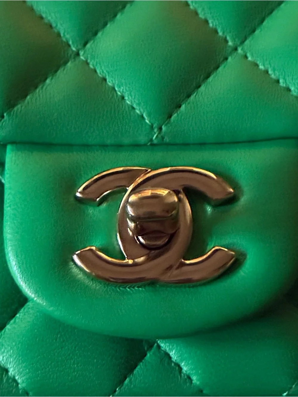 CHANEL Green Quilted Mini Flap Bag